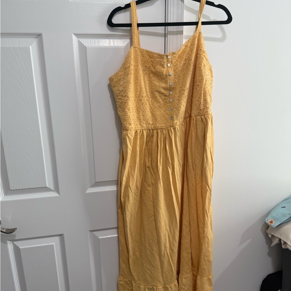 Market & Spruce Yellow Eyelet Midi Dress